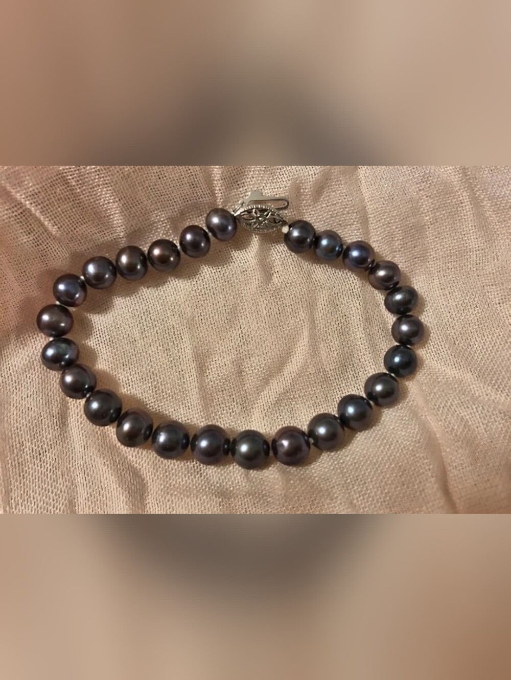Cultured Freshwater Pearl Bracelet in Dark Peacock